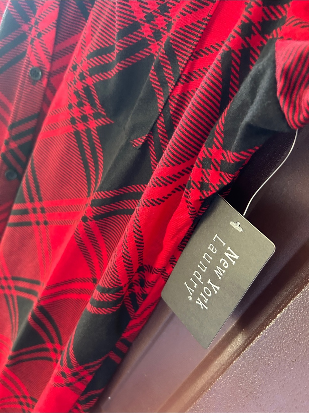 New York Laundry Red and Black Plaid Shirt - Picture 3 of 4